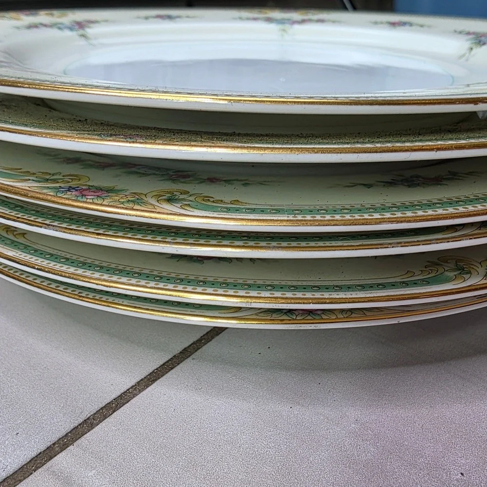 Noritake China Plaza Dinner Plates Set‎ of 5 Vintage Floral Gold Trim Japan 10
